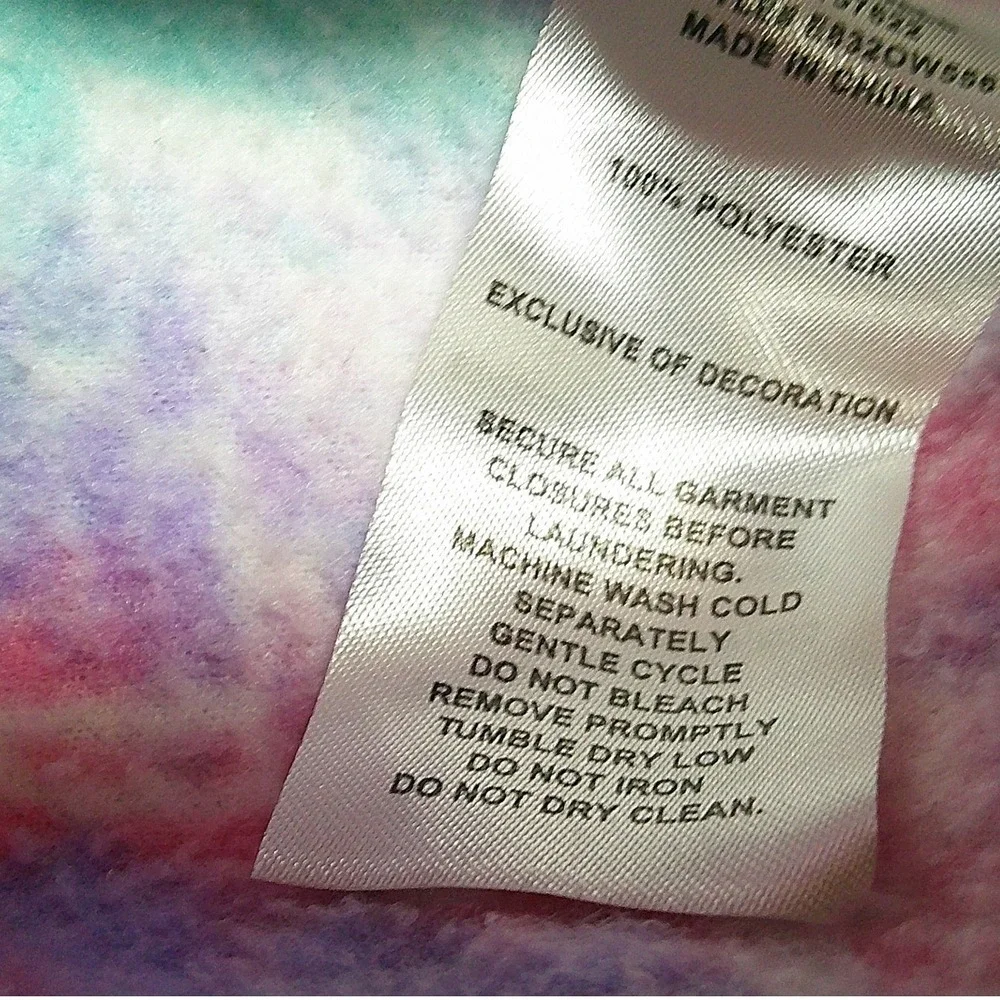 Eddie Bauer Kids M 10/12 Fleece Jacket Full Zip Pink Purple Teal Chevron Tie Dye
